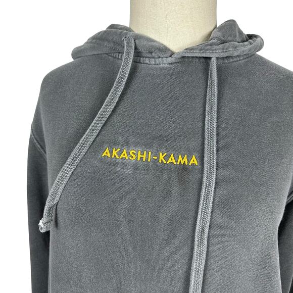 AKASHI-KAMA Gray Oversized Embroidered Logo Hooded Sweatshirt Men's Size XS - Picture 4 of 7